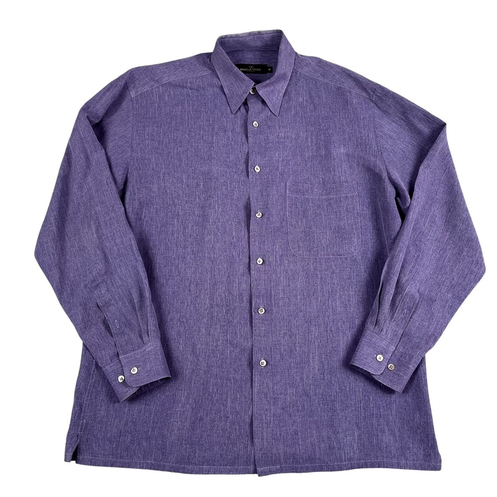 Bugatchi Mens Modal Blend Purple Button Down Shirt Sz Medium